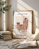 An illustrated poster featuring a woman lying in a bathtub, while another woman undresses to join her, with the text 'AND THEY WERE ROOMMATES'.