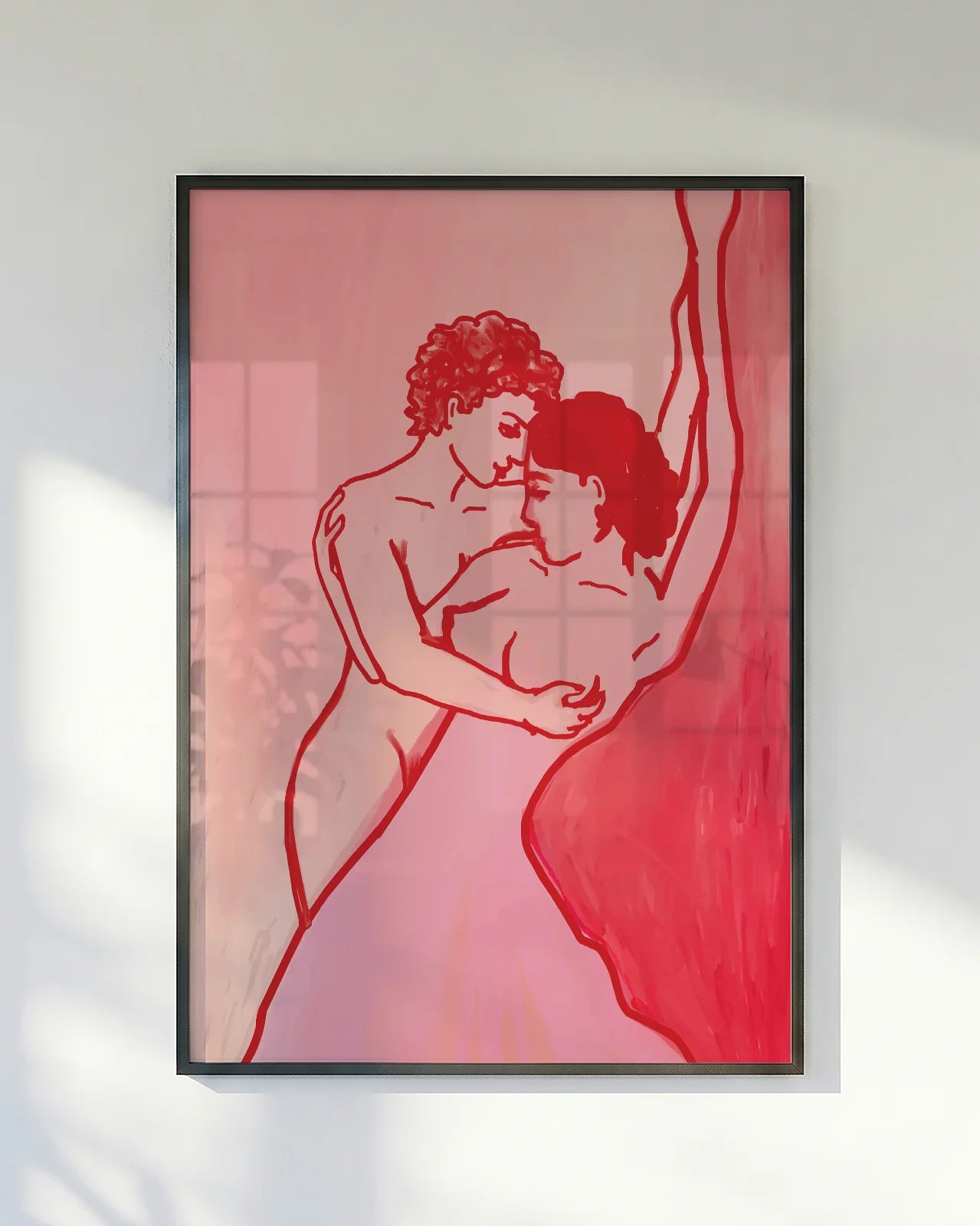 An abstract poster with two lesbian girls in a romantic pose.