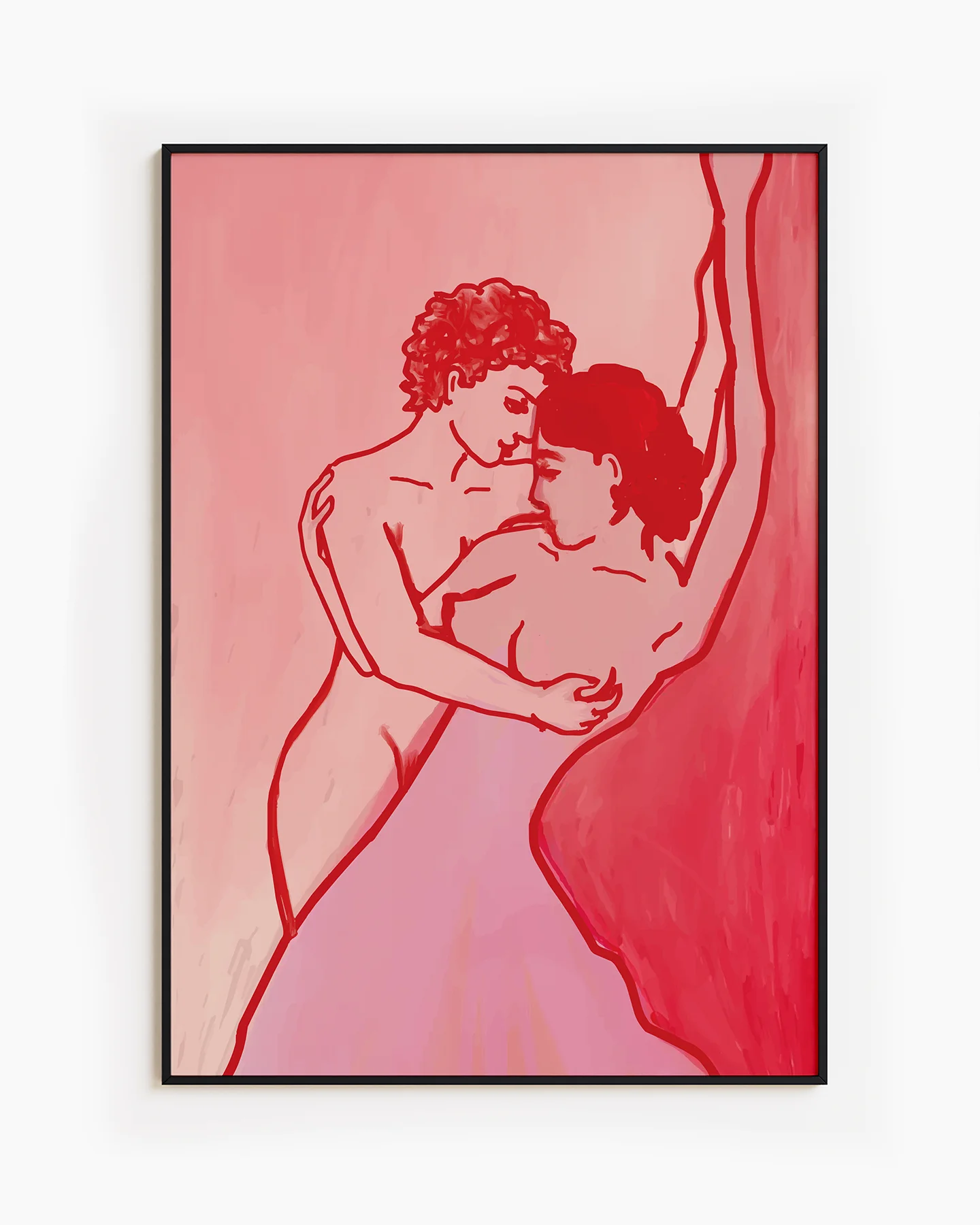 An abstract poster with two lesbian girls in a romantic pose.