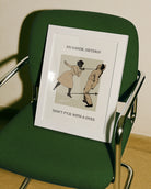 A poster with a woman fencing a man, with the text: "EN GARDE, HETERO! DON'T FUCK WITH A DYKE."