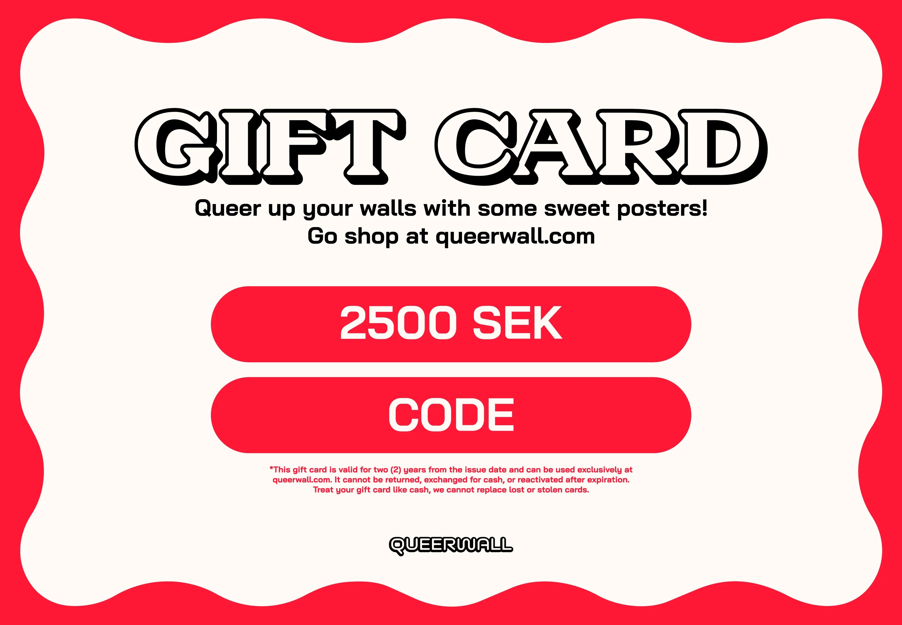 Gift card 2500 sek.