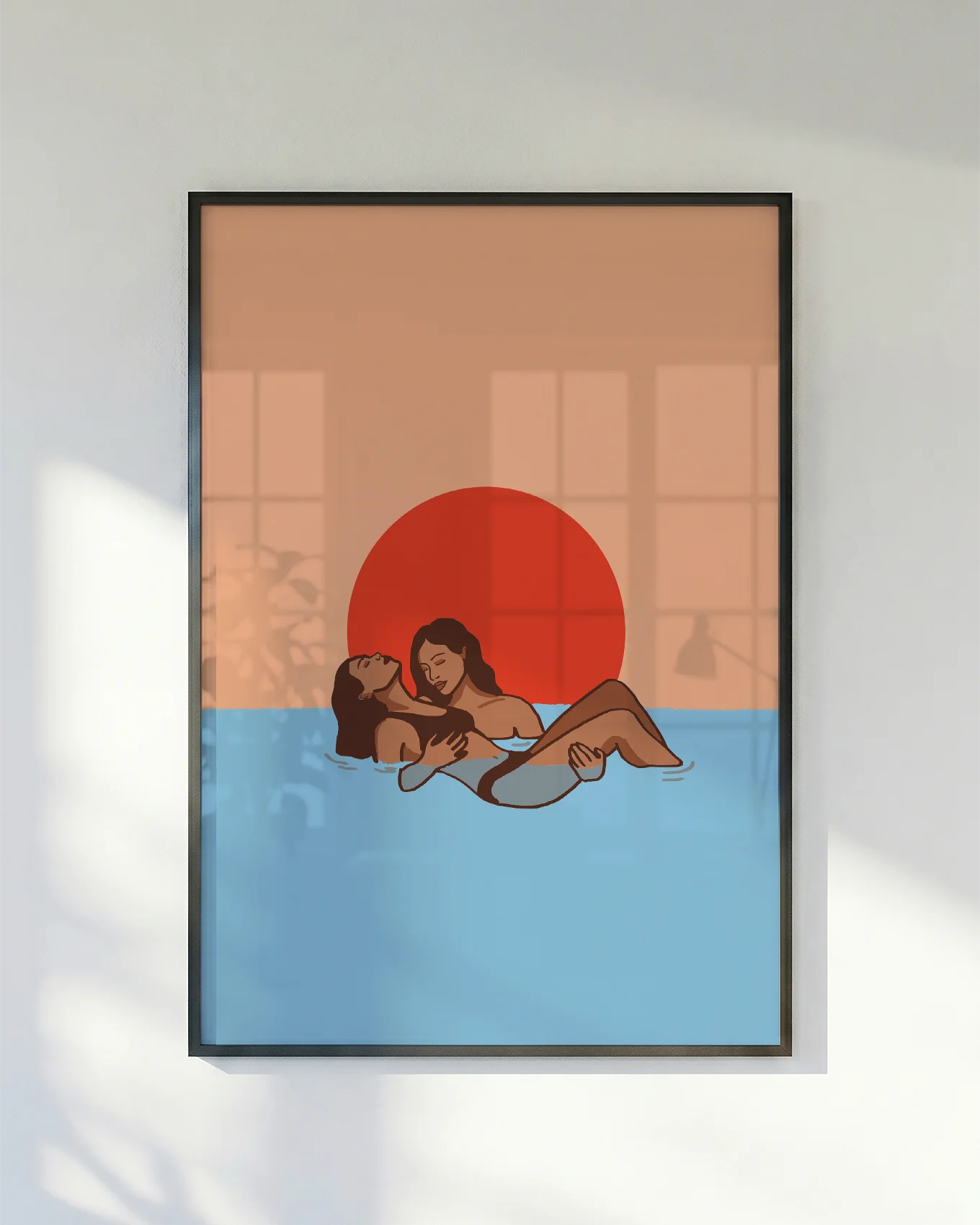 A lesbian poster with two women in the sea.