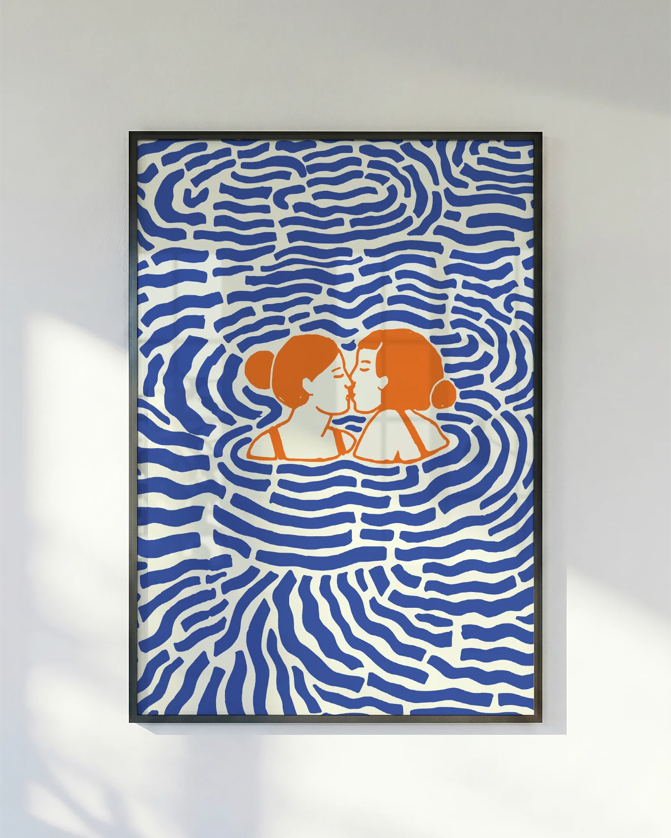 A lesbian poster with two women kissing in the ocean.