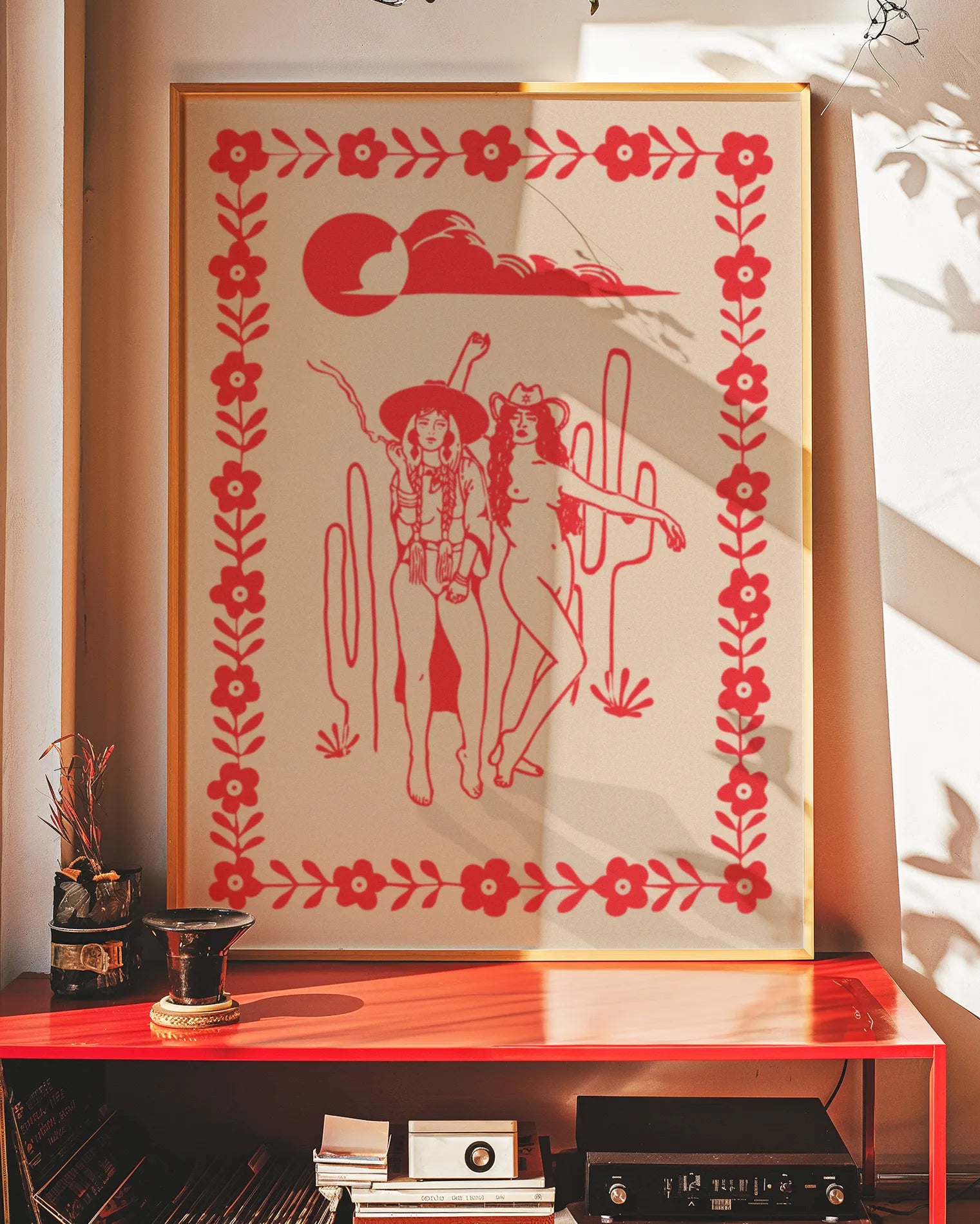 A print with two lesbian cowgirls.