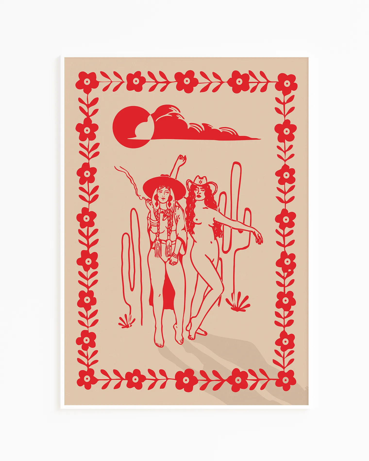 A print with two lesbian cowgirls.