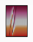 A framed poster with an abstract lesbian flag formed in stripes.