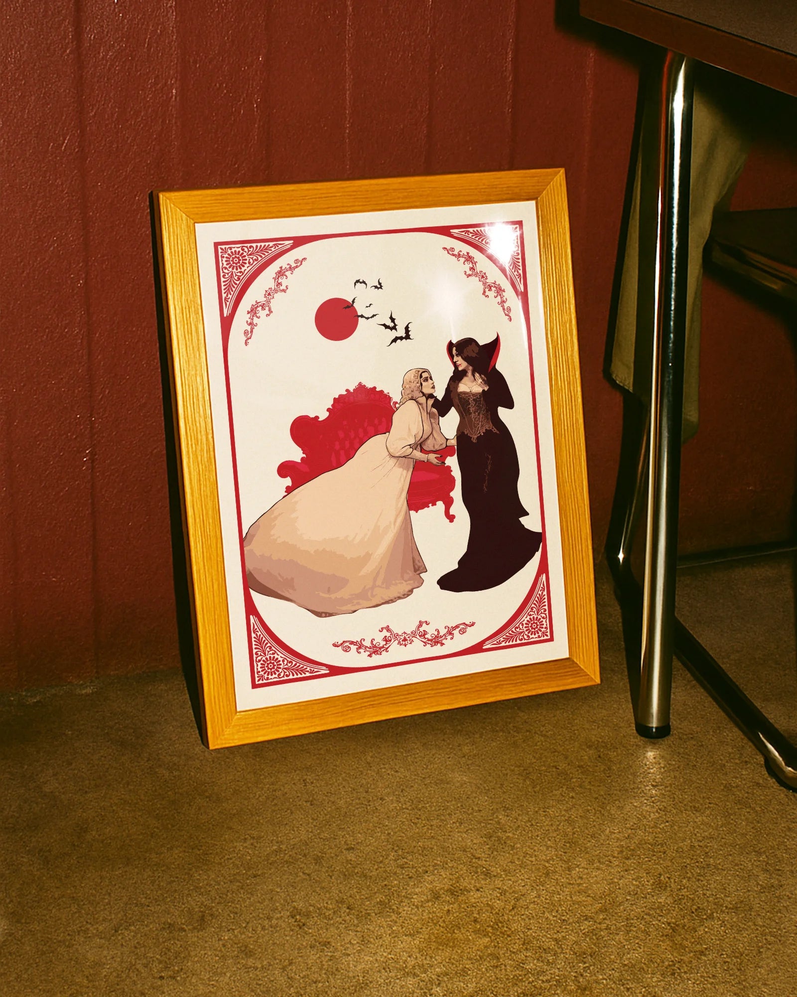 A poster with a lesbian vampire couple.