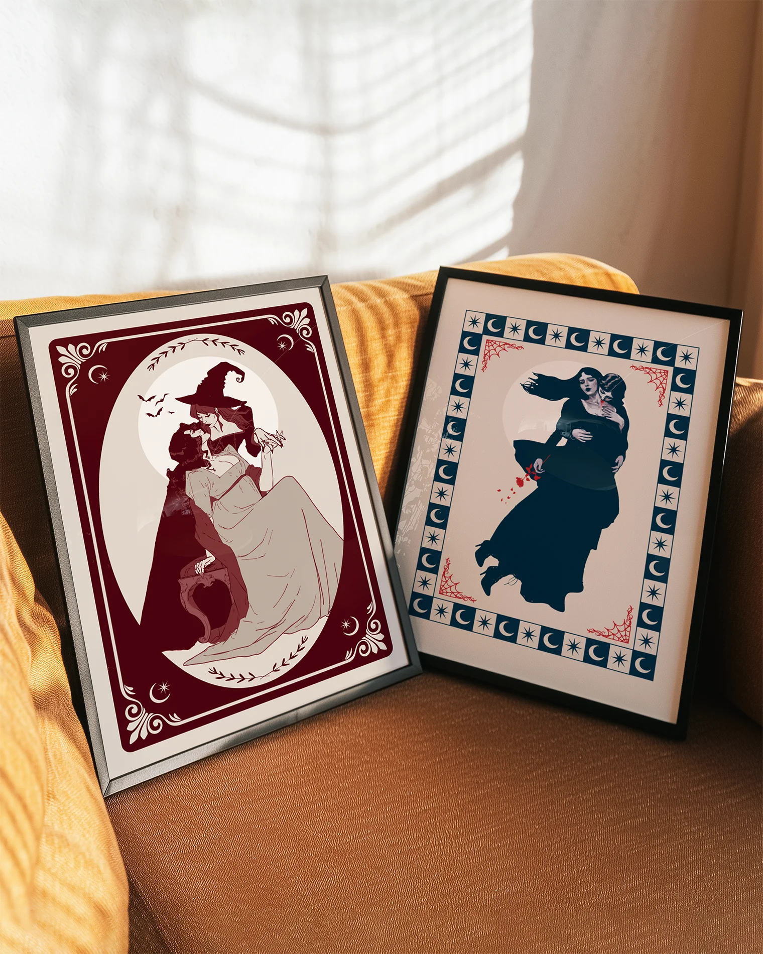 A poster with two lesbian witches kissing.