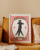 A poster with two illustrated gay men in the 60's, dancing together with the text 'Serving C*nt'.