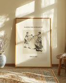 The poster features two women fencing, with the text: “SLAYING THE PATRIARCHY SINCE 1884.”