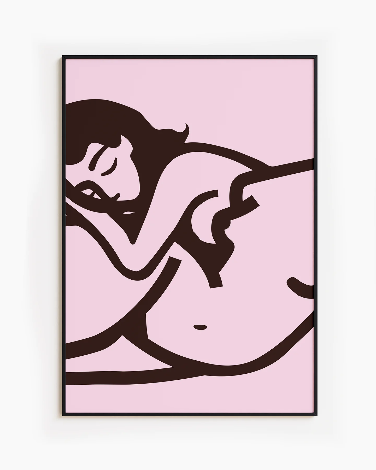 En poster med två nakna illustrerade kvinnor i färgerna rosa och brunt.