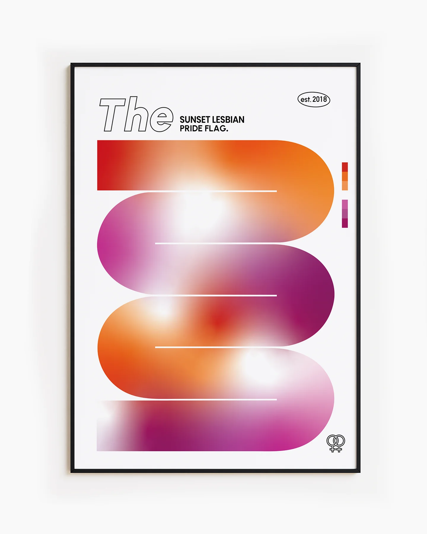A poster of the lesbian sunset pride flag.
