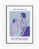 A poster with a woman staring unabashedly and fascinated at another woman’s chest, with the text: ‘THE POWER OF HYPNOSIS.
