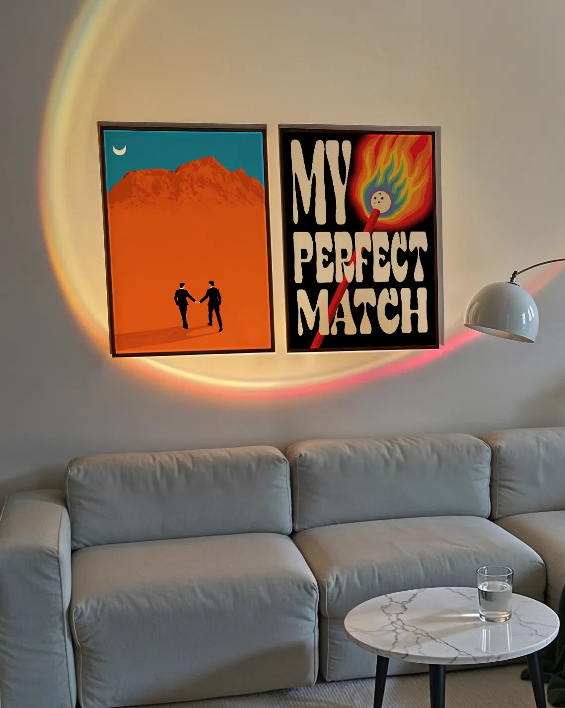 Two framed prints for a queer couple.