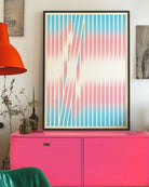 A framed poster with an abstract transflag formed in stripes.