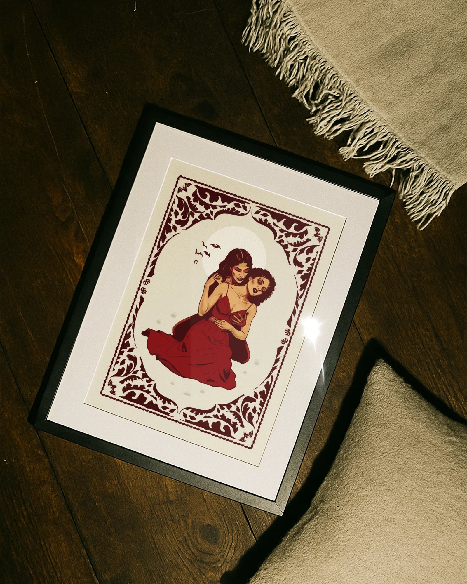 A poster with a lesbian vampire couple.