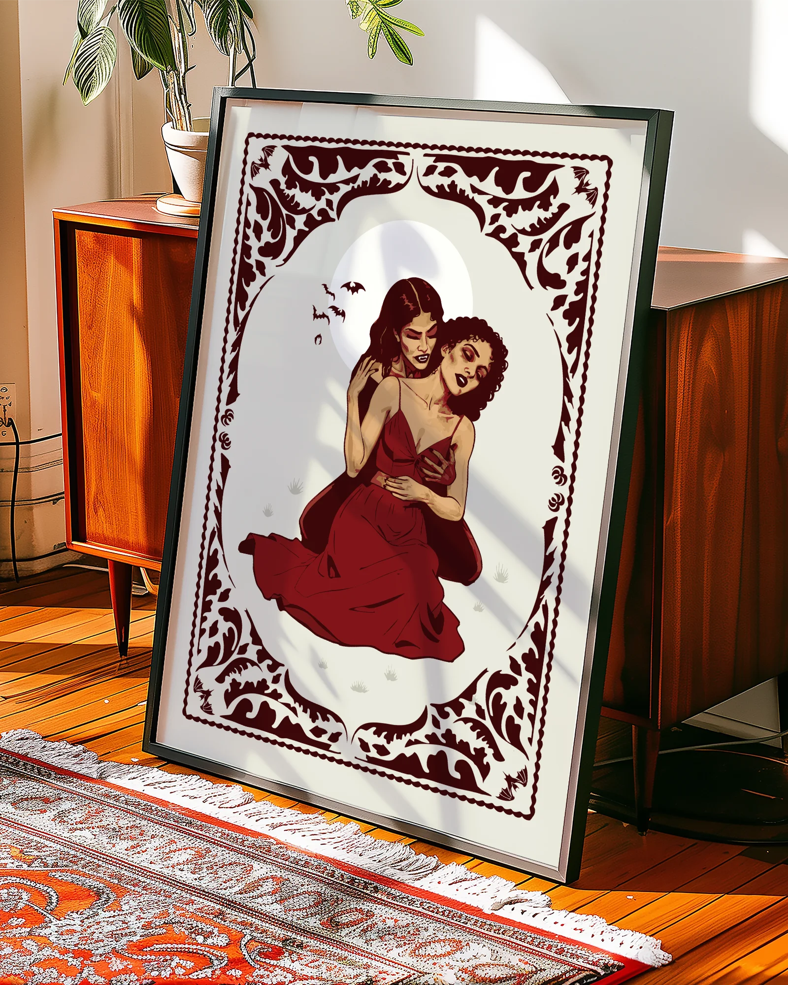 A poster with a lesbian vampire couple.