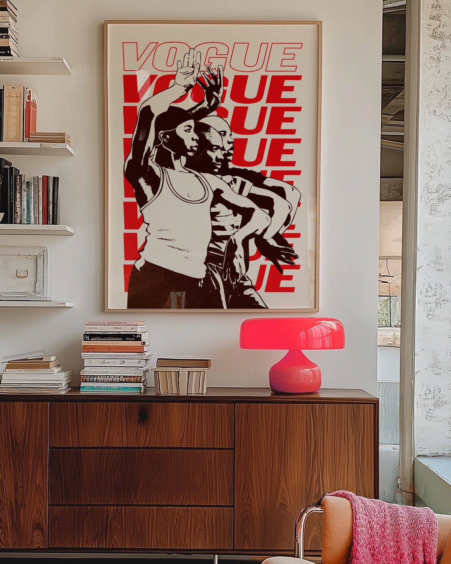 A poster with three black queer men posing in an iconic Vogue-dance pose.