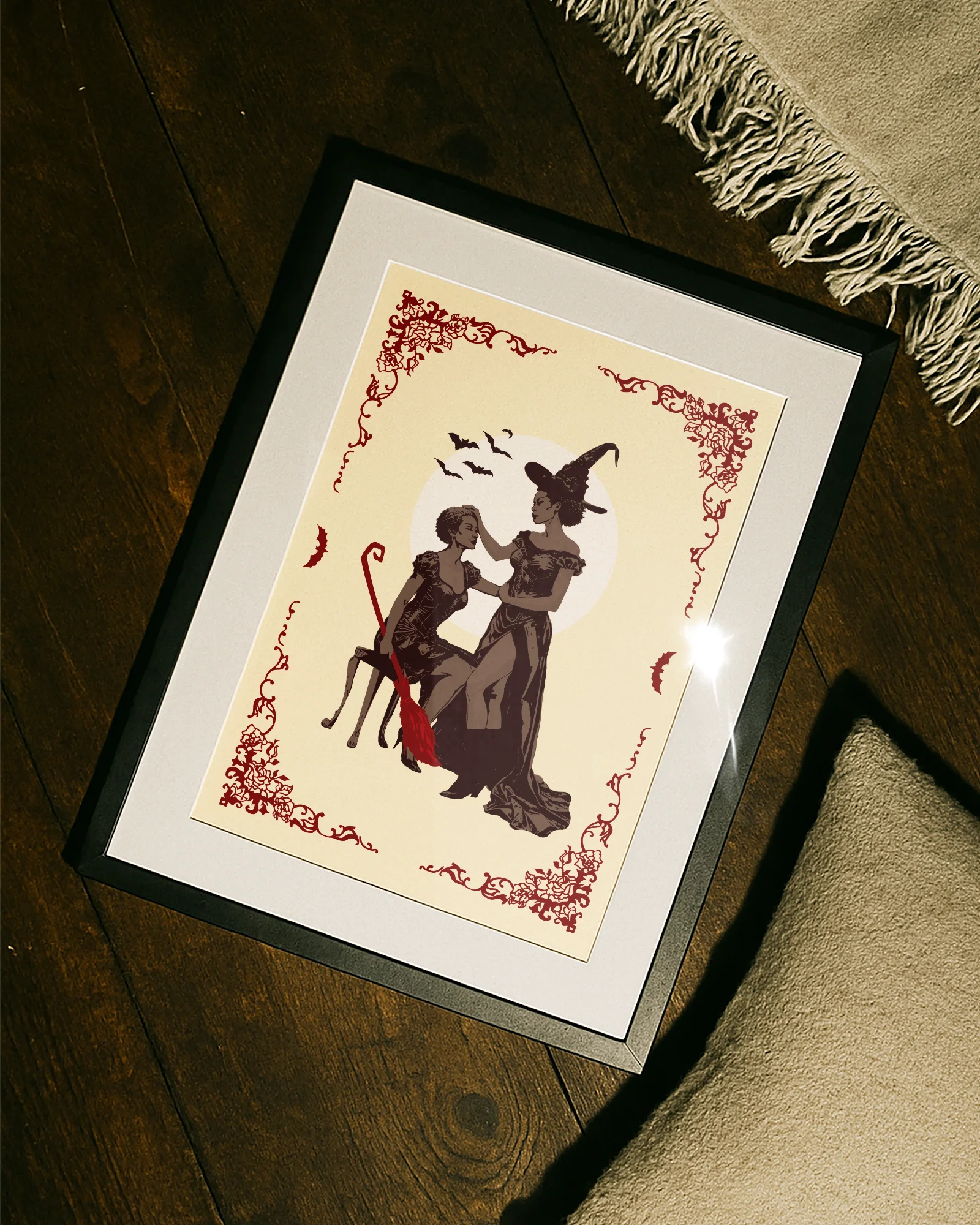 A poster with a lesbian witch couple.