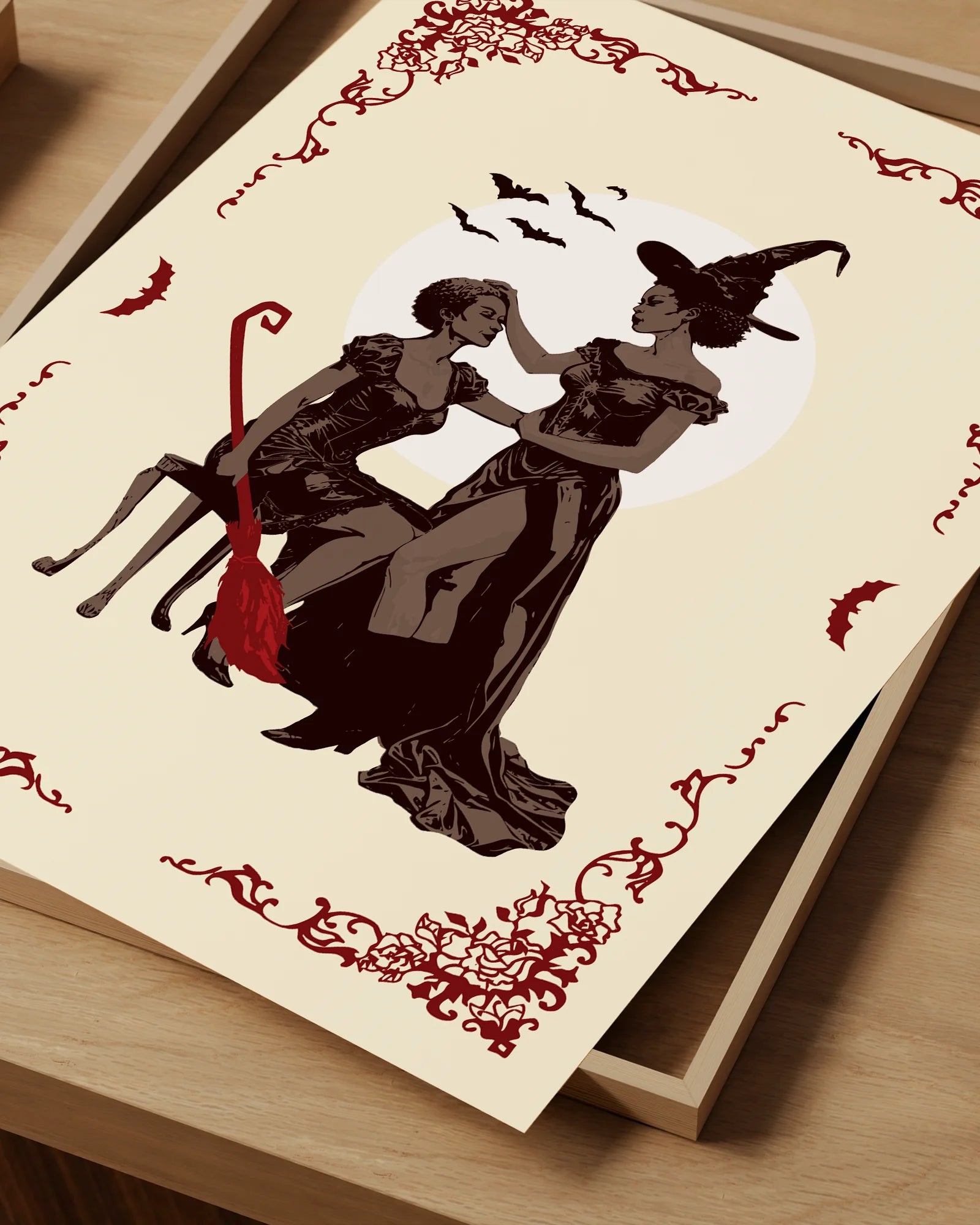 A poster with a lesbian witch couple.