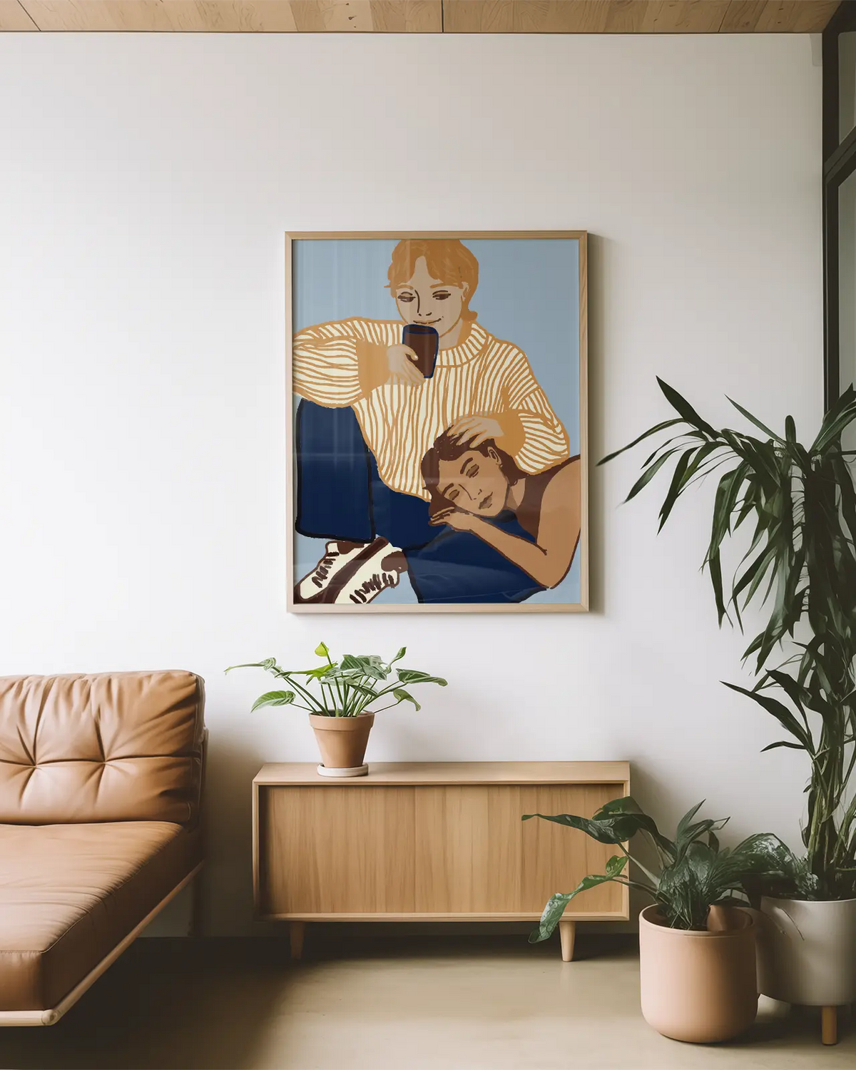 A poster of a lesbian couple cuddling.