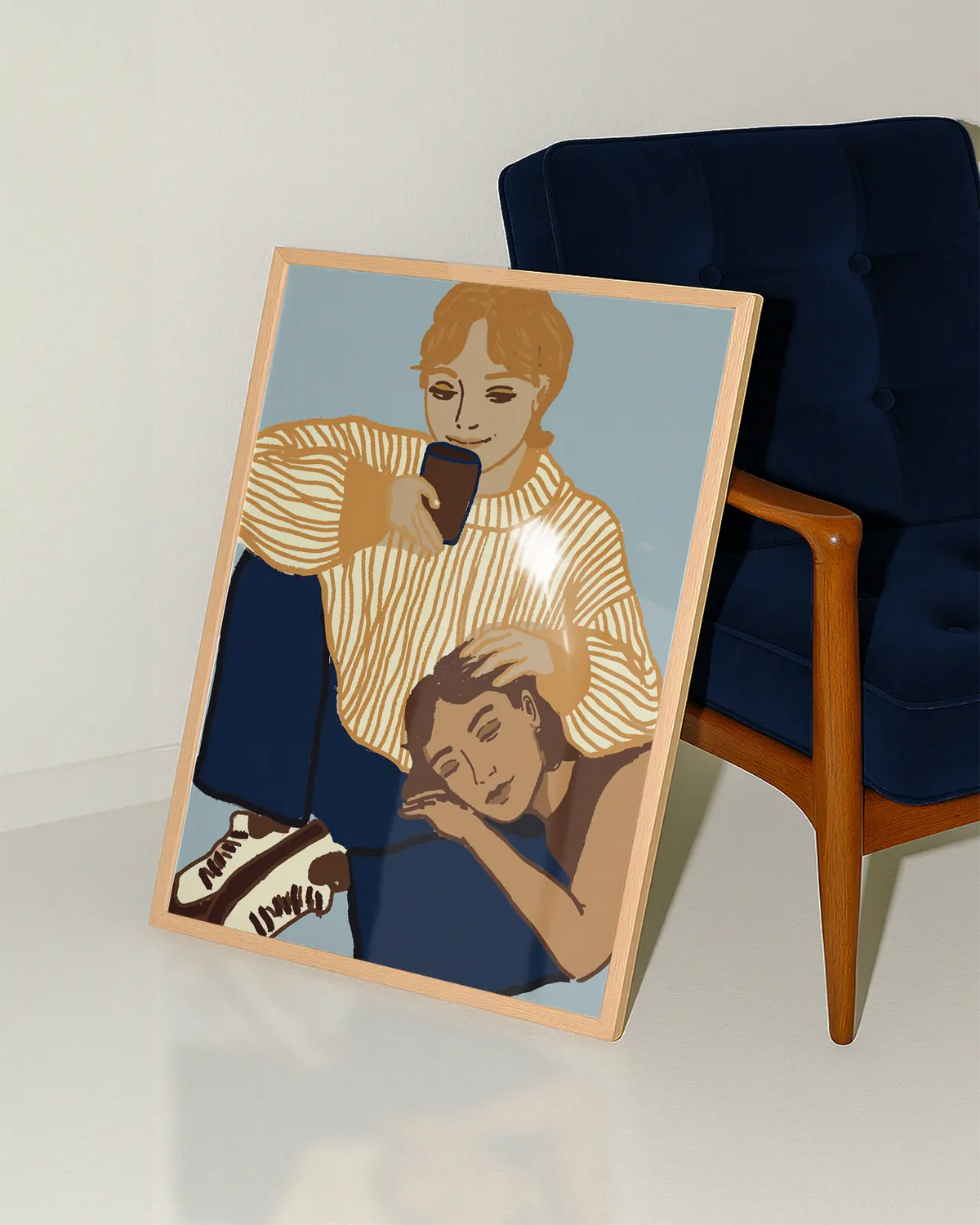 A poster of a lesbian couple cuddling.