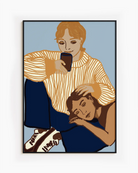 A poster of a lesbian couple cuddling.