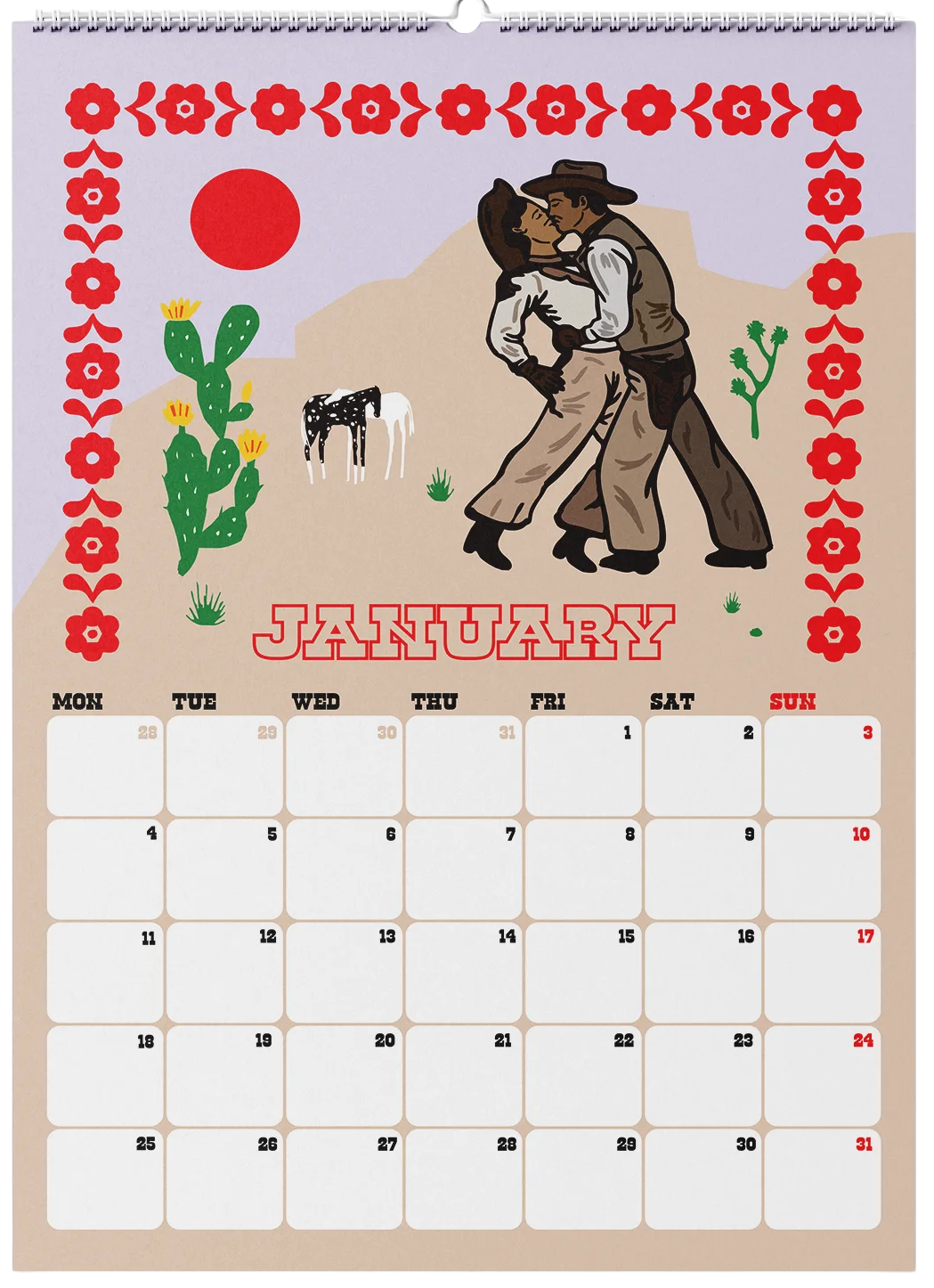 A gay cowboy calendar 2027.
