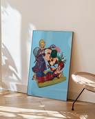 A framed print with two dragqueens spilling some tea, gossiping and laughing.