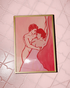 An abstract poster with two lesbian girls in a romantic pose.