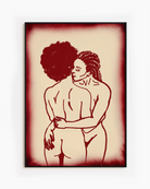 The poster depicts two naked, black women in a romantic pose.