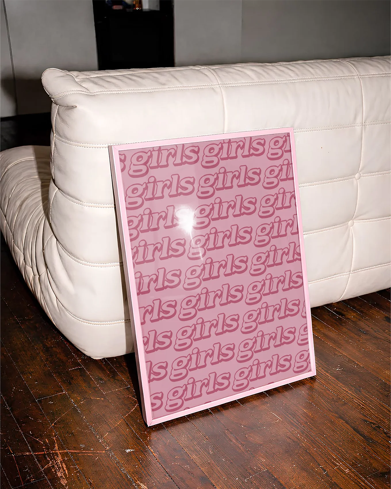 A poster with the text 'girls girls girls'.