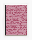 A poster with the text 'girls girls girls'.