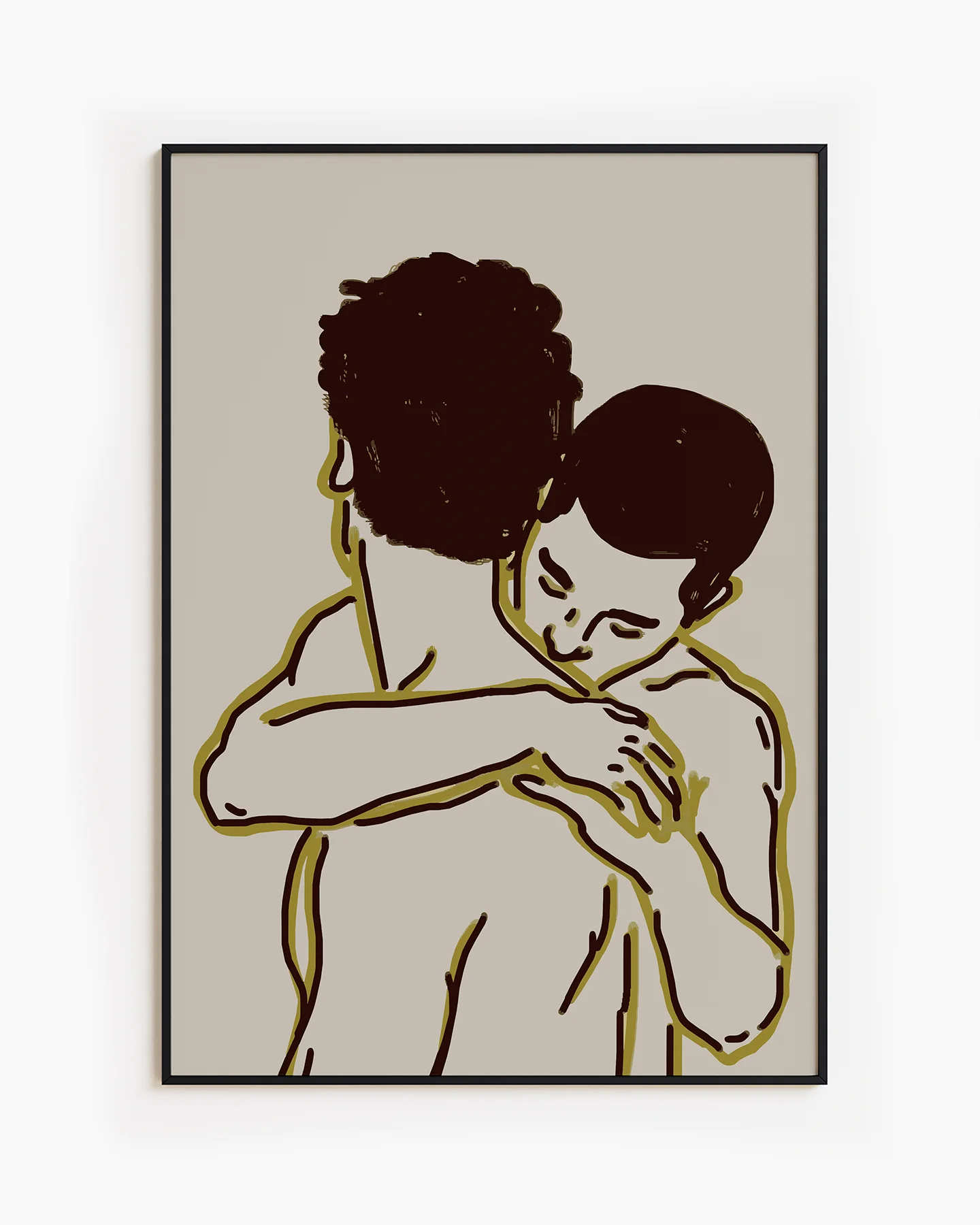 A poster with two gay men kissing in a line art style.