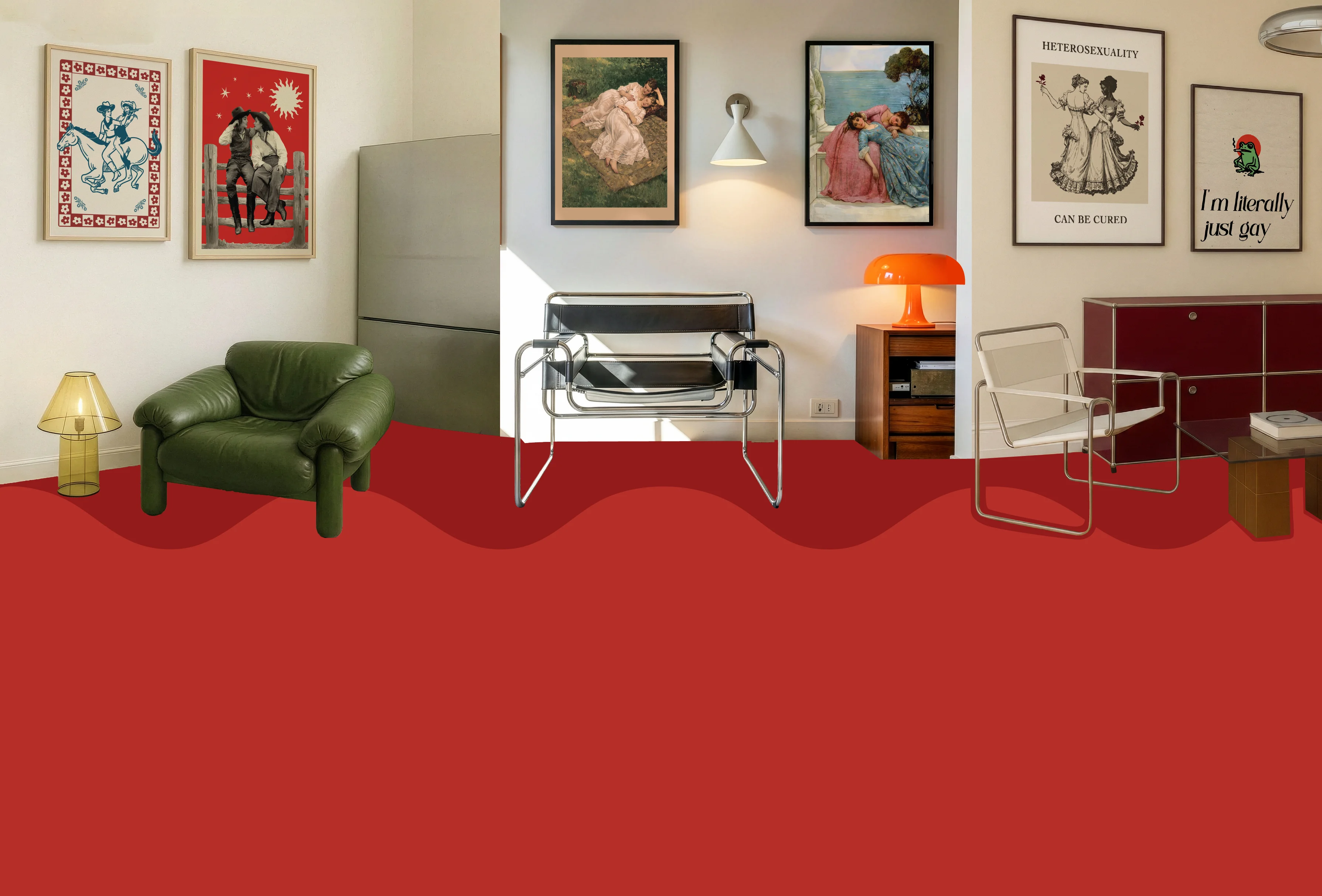 A banner image with six framed queer posters.