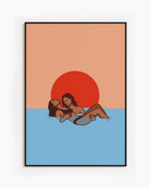 A lesbian poster with two women in the sea.