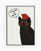 A framed print with a black, punk cat with the text 'It's punk to be gay'.