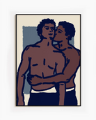 A poster of a gay couple kissing.