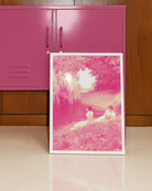 A poster with two lesbian, victorian ladies by a lake.