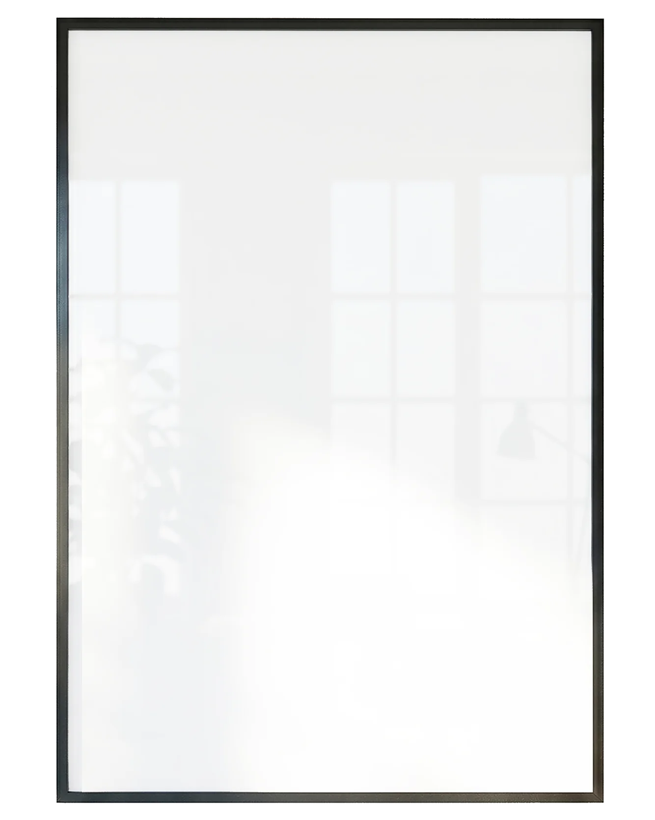 A picture of a dark wooden frame with plexiglass.