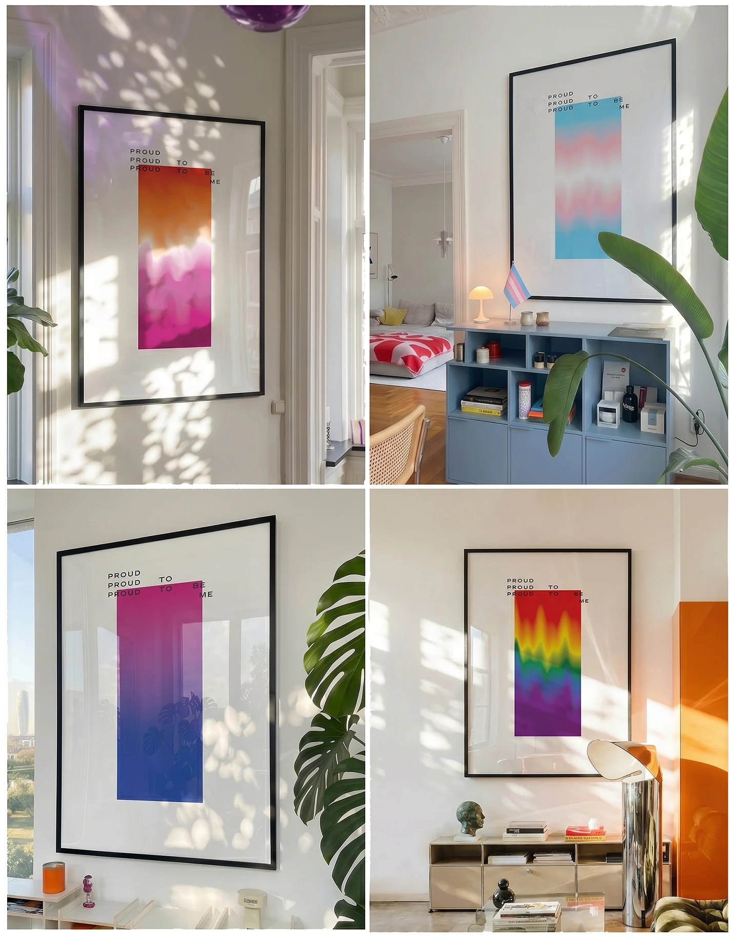 Four pride flag posters.