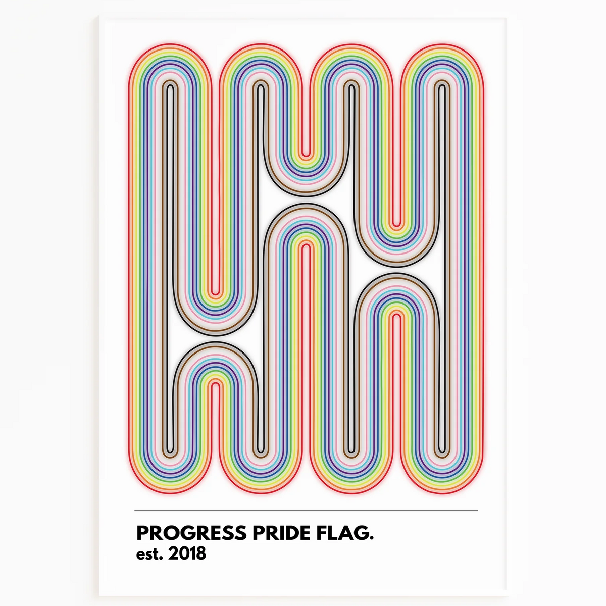 Progress Pride Sign Progress Pride Bauhaus Design Print | LGBTQIA+ Wall Art | QueerWall.com