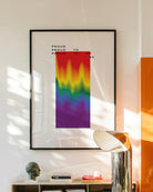 A poster with a gradient pride flag and the text: 'Proud to be me'.