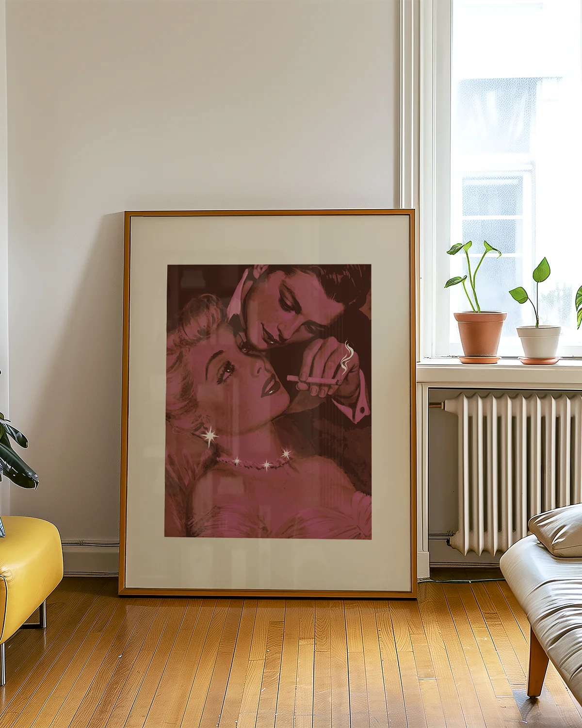 A poster with two sapphic ladies smoking in the 1930's.